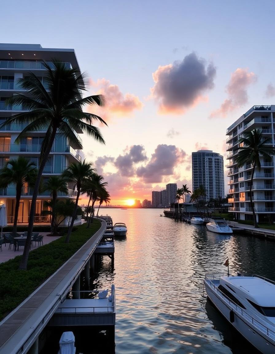 Luxury apartment towers in Edgewater Miami along Biscayne Bay